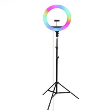 رینگ لایت 10 اینچ RGB به همراه سه پایه عکاسی پی نت مدل LJJ26-RGB مناسب برای تولید محتوا، عکاسی و فیلم‌برداری