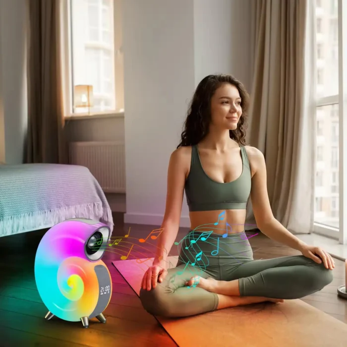 اسپیکر پرتابل و چراغ خواب مدل CONCH N63 RGB مدل حلزونی