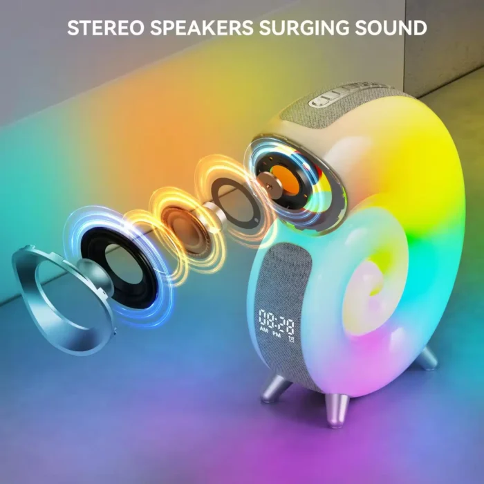 اسپیکر پرتابل و چراغ خواب مدل CONCH N63 RGB مدل حلزونی