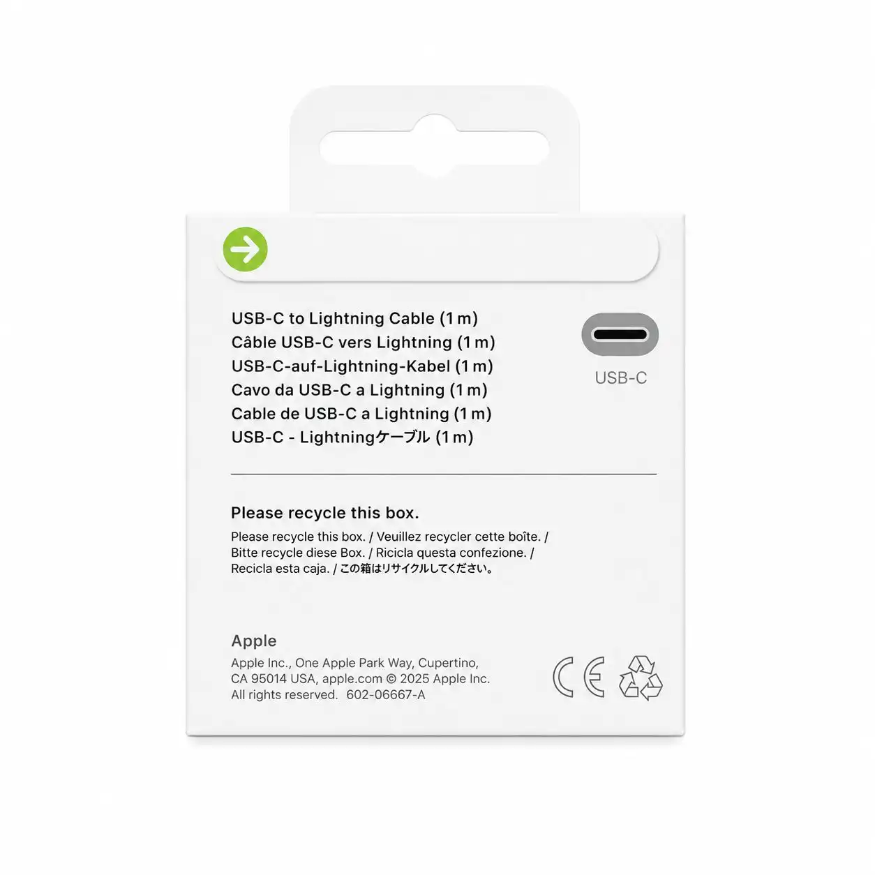 کابل تبدیل USB-C به لایتنینگ مدل A2561 اورجینال 1 متری